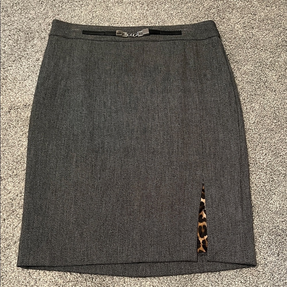 Elegant Gray Pencil Skirt with buckle details